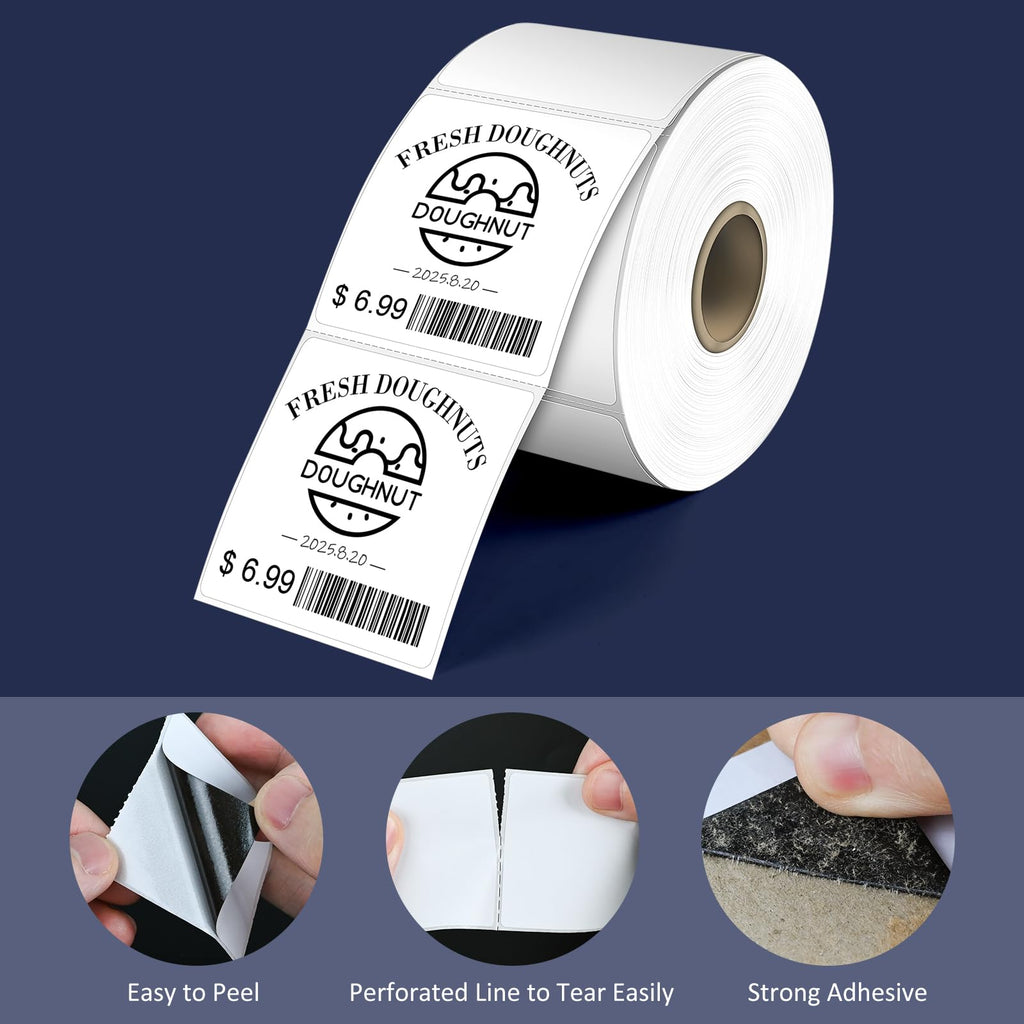 7500 Direct Square Thermal Labels 2" x 2", QR Code&Barcode Stickers