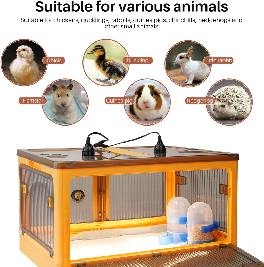 Chicken Brooder Box for Chicks, Brooder Heater Warms up to 20 Chicks with Feeder and Waterer, Poultry Breeding Box
