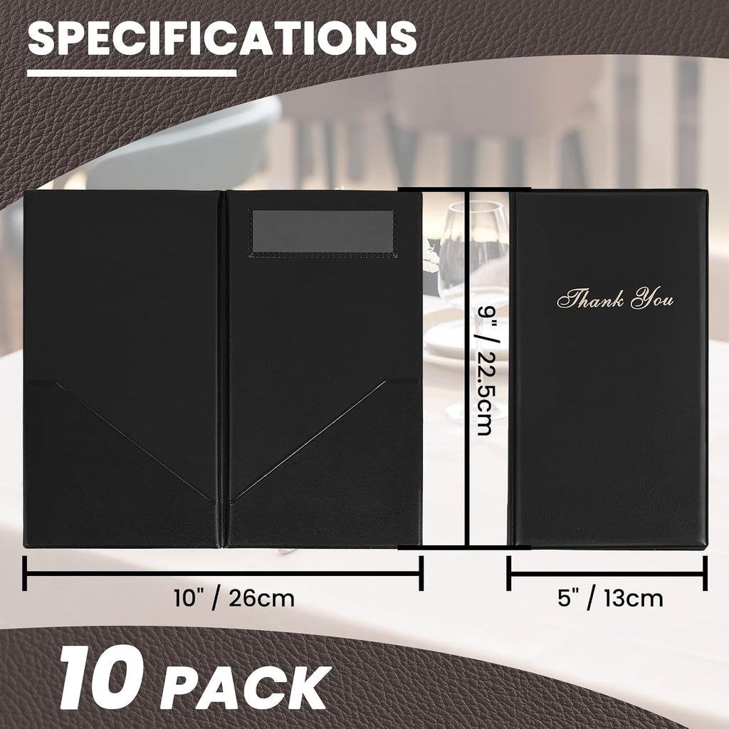 Restaurant Check Presenters, 10 Pack 9" x 5" Guest Check Card Holder