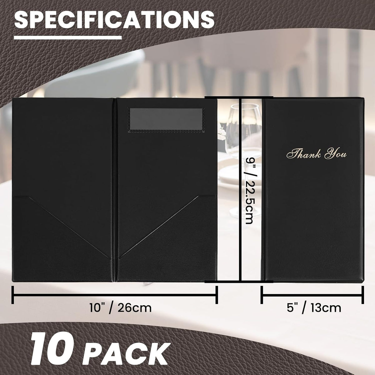 Restaurant Check Presenters, 10 Pack 9" x 5" Guest Check Card Holder