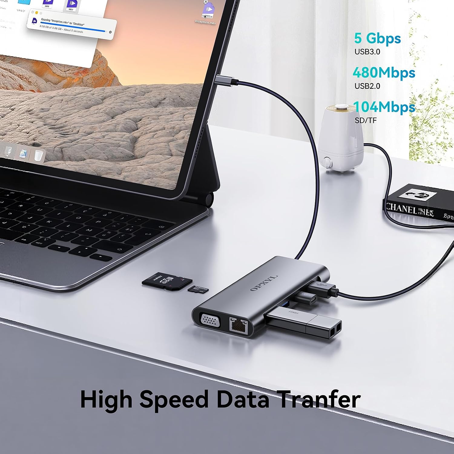 11-in-1 USB C Hub Multiport Adapter, USB C Docking Station with 4K HDMI, VGA 1080P, 100W PD, Ethernet, SD/TF, Audio