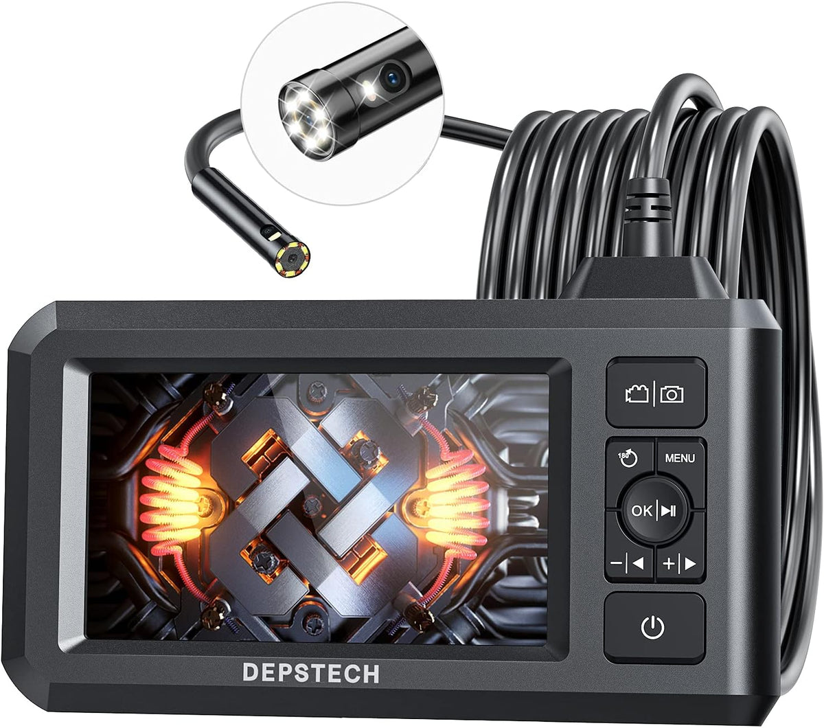 DEPSTECH Endoscope Camera with Light, Dual Lens Inspection Borescope 16.5FT