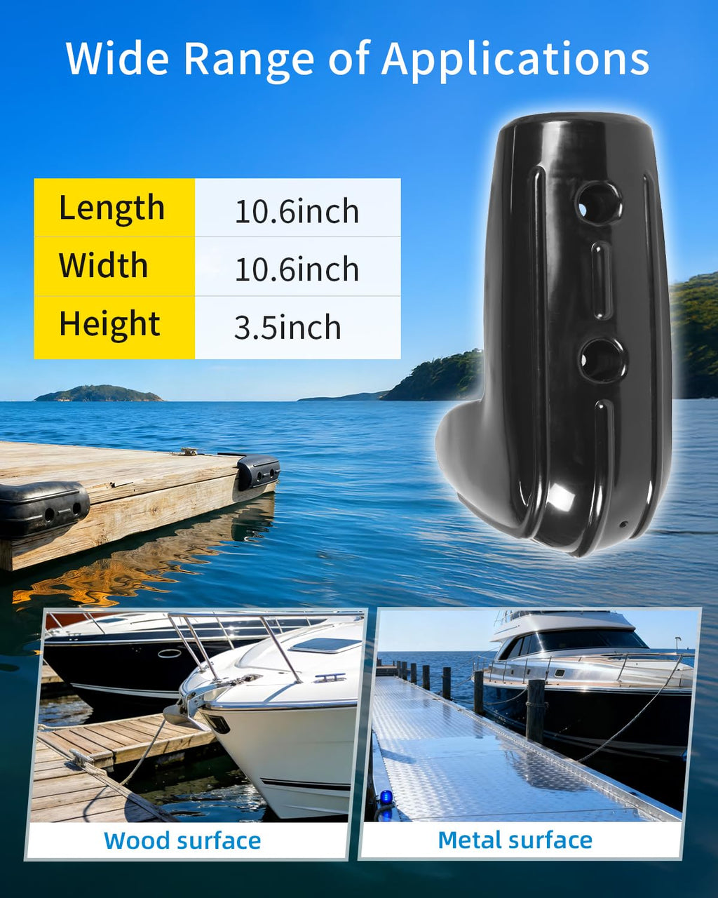 Dock Corner Bumpers, 10.6" Corner Dock Guard for 90-Degree Angle