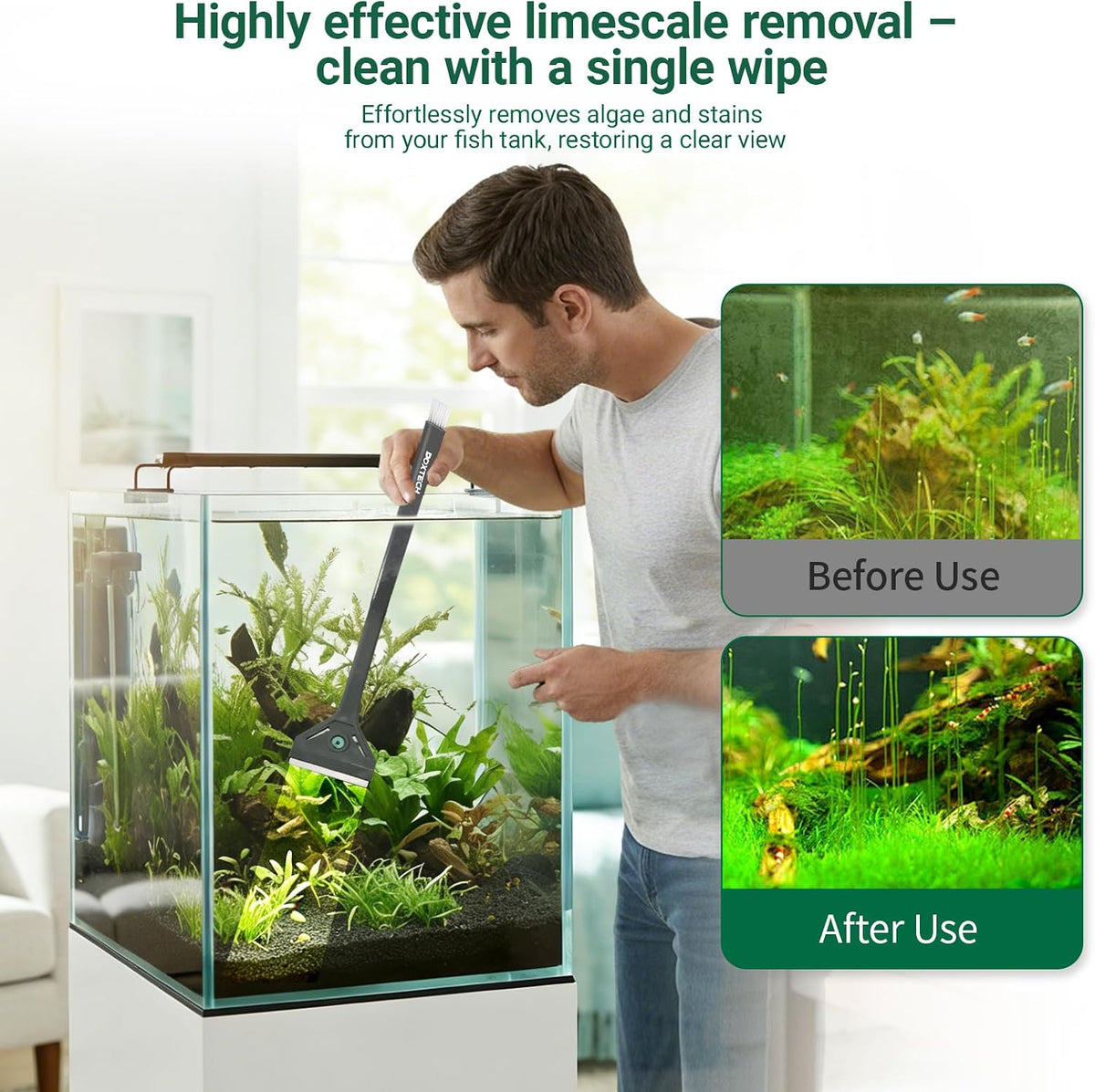 Aquarium Algae Scraper with Dual Head Design for Small Tanks