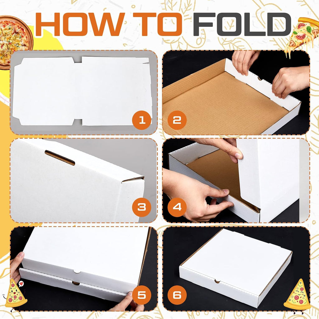 10 Pcs Corrugated Pizza Boxes 12 x 12 Inches, White