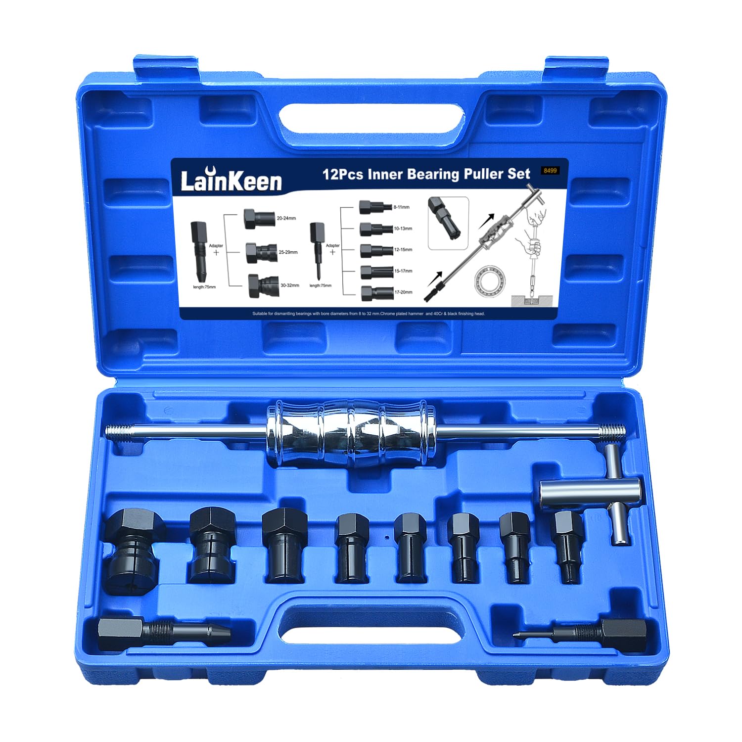12pcs Blind Hole Bearing Puller Set 8-32MM with Slide Hammer