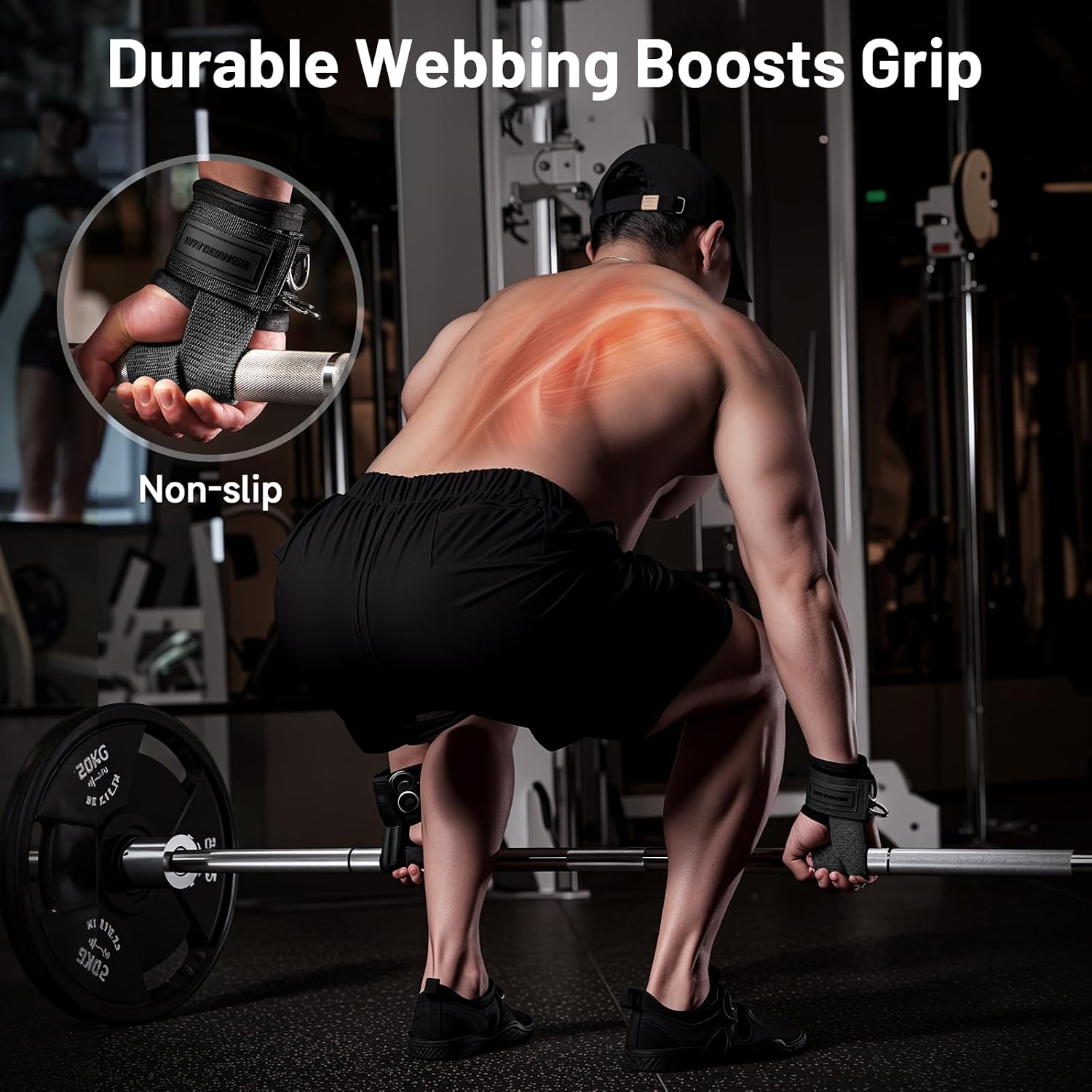 Wrist Straps for Weightlifting, Gym Lifting Straps with D Rings for Cable Machine,Weight Lifting Wrist Wraps for Men