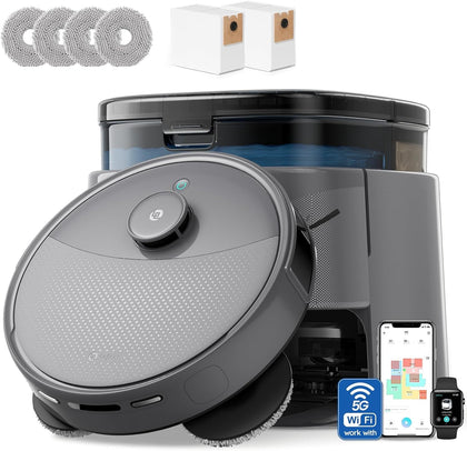 Robot Vacuum and Mop, 20000Pa Suction,Multifunctional Dock with Hot Water Self-Cleaning&Drying, Obstacle