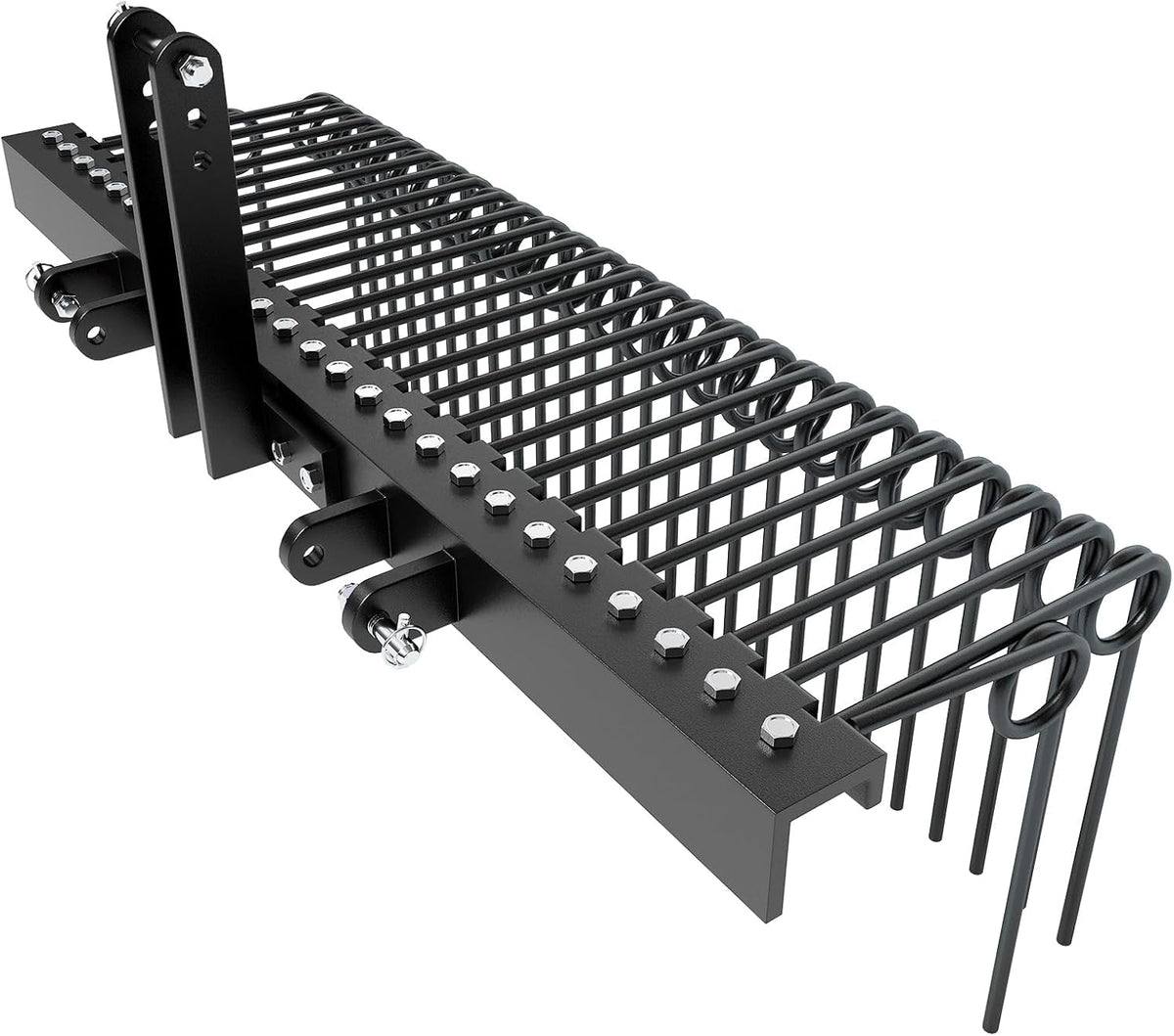 60" Durable Powder Coated Steel Pine Straw Rake, Steel Spring Landscape Rake for Leaves, Pine Needles, Straw, and