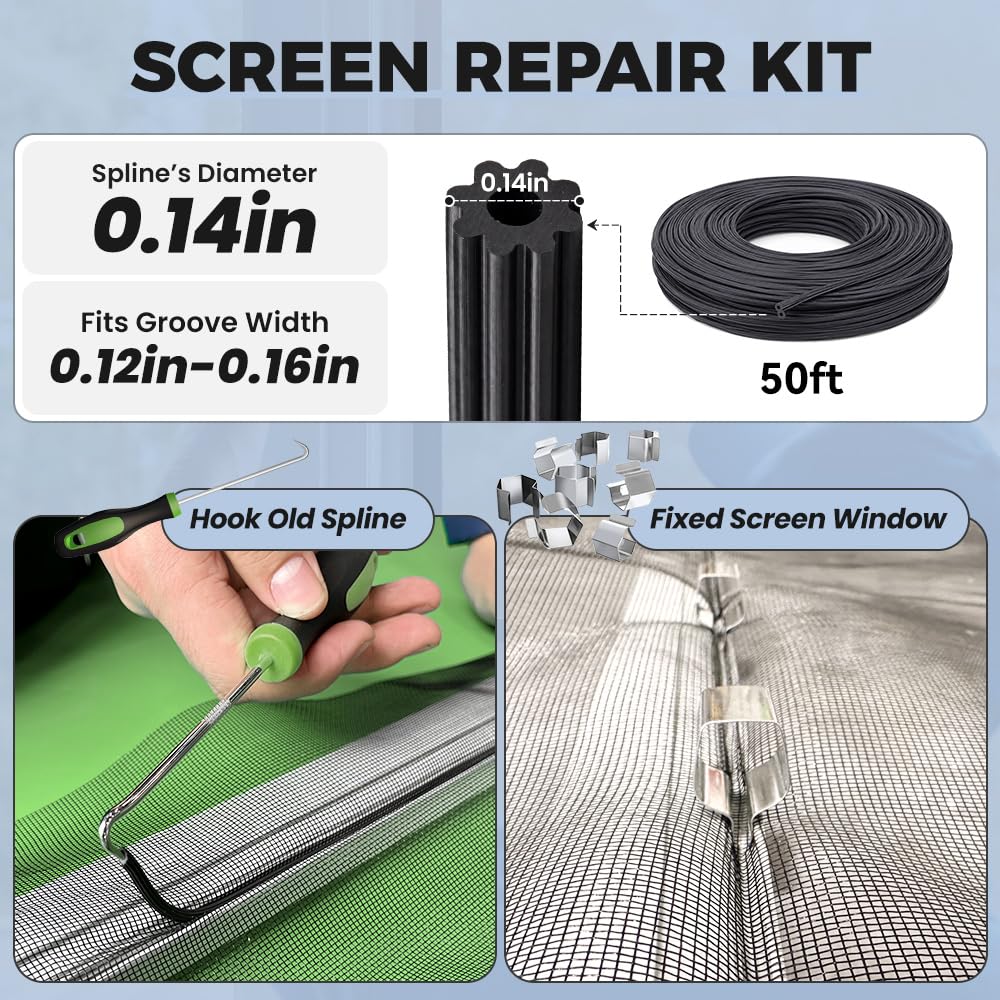Window Screen Replacement, 6in1 Window Screen Door Repair Kit