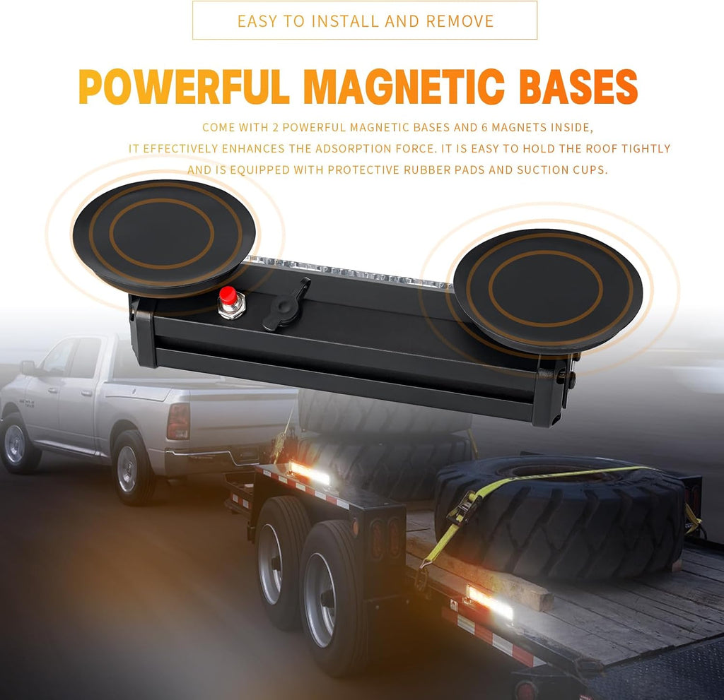 Amber/White Magnetic Wireless Flashing Strobe Light for Vehicles Trucks Car, Battery Operated Rechargeable LED Safety