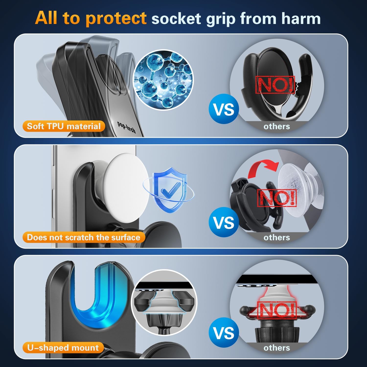 Car Vent Phone Mount for Thick Socket Grip, Air Vent Clip Phone Holder Compatible with Magsafe Wallet Black & iPhone
