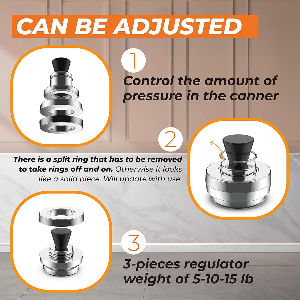 50332 3-Piece Pressure Canner Regulator 5-10-15lb Weight for Presto Cooker