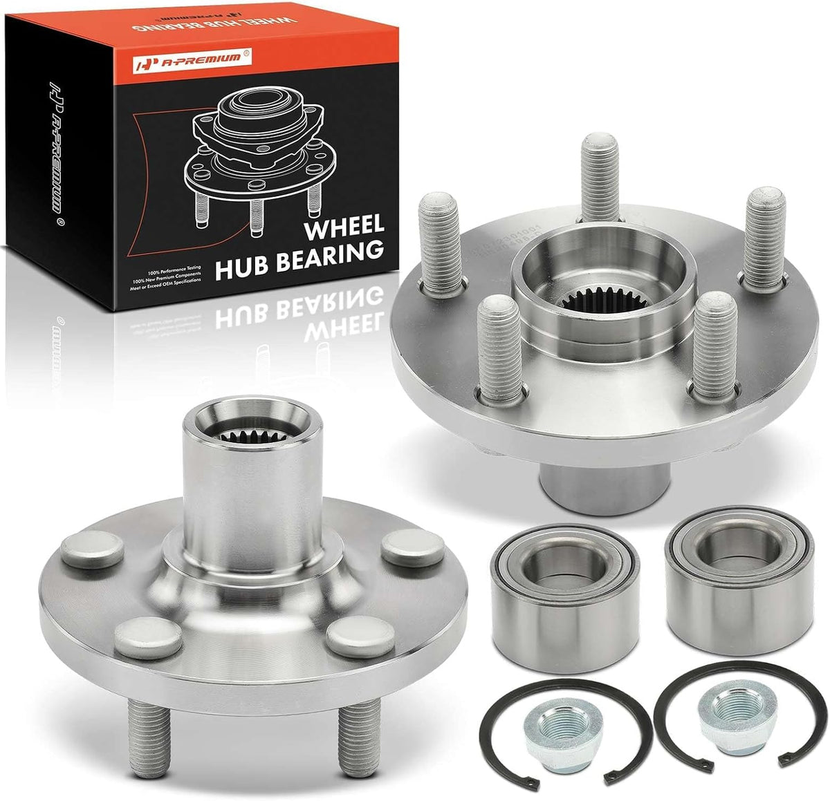 A-Premium 2 x Front Wheel Bearing and Wheel Hub Kit with 5-Lug