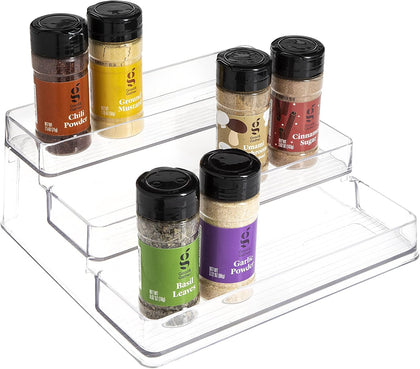 3-Tier Spice Rack Organizer - Versatile Storage Shelf for Kitchen, Bathroom, Bedroom & Office, Set of 1, Clear