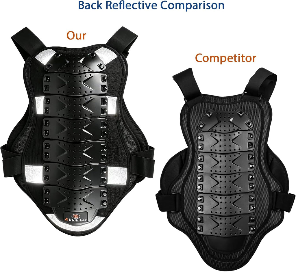 Chest Protector Motorcycle, Dirt Bike Gear Body Armor Vest Spine Back Protector for Motocross Off-Road (Reflective at
