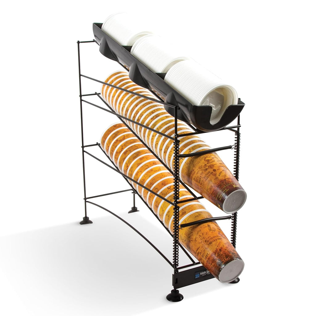 San Jamar 3-Tier Two-Cup Dispenser Rack, 8-44 oz, Adjustable Coils