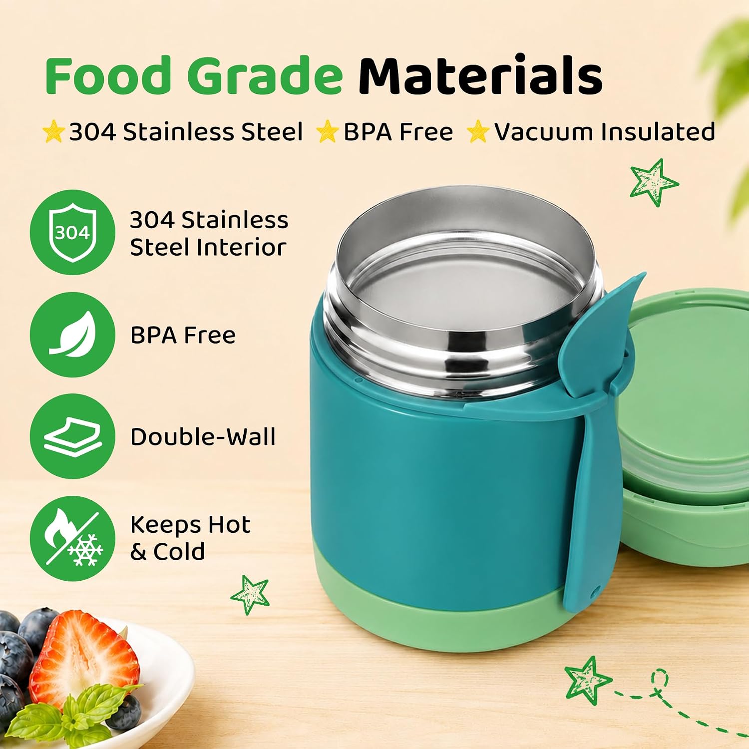 10oz Soup Thermo for Hot Food Kids Insulated Food Jar,Thermo Hot Food Lunch Container, Width Mouth Stainless Steel