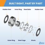 BRK (10 Pack) 608-2RS Miniature Ball Bearing 8x22x7mm, ABEC-3, Chrome Steel