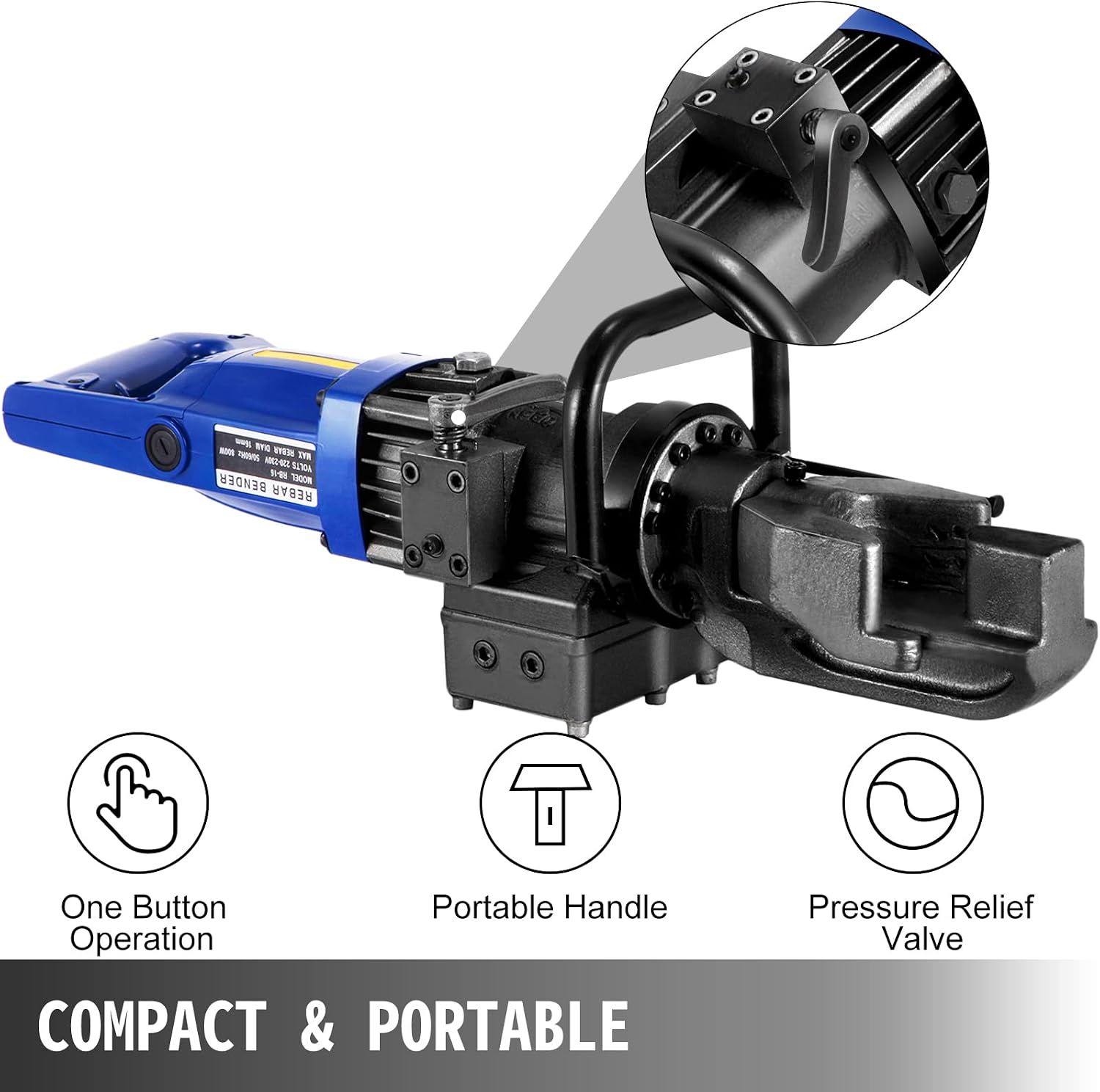 Electric Hydraulic Rebar Bender,900W Portable Electric Rebar Bender,Bending up to 5/8 Inch #5 4-16mm Rebar Bending