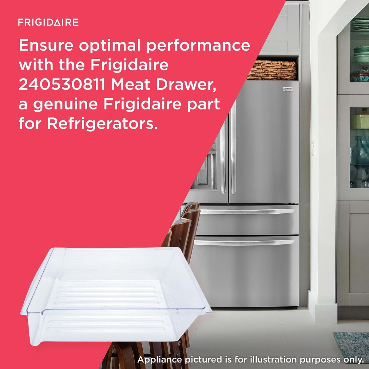 Frigidaire 240530811 Meat Drawer for Refrigerators, Clear