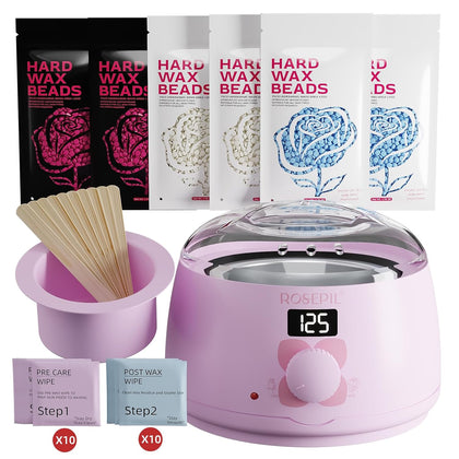 Digital Wax Warmer Waxing Kit for Women&Men-6pack Wax beads | Smart Temp Control, LCD Screen, Waxing beads 3 Colors*2