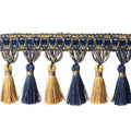 6.5 Yard Handmade Tassel Fringe Trim Hand Knitting-Mix Navy