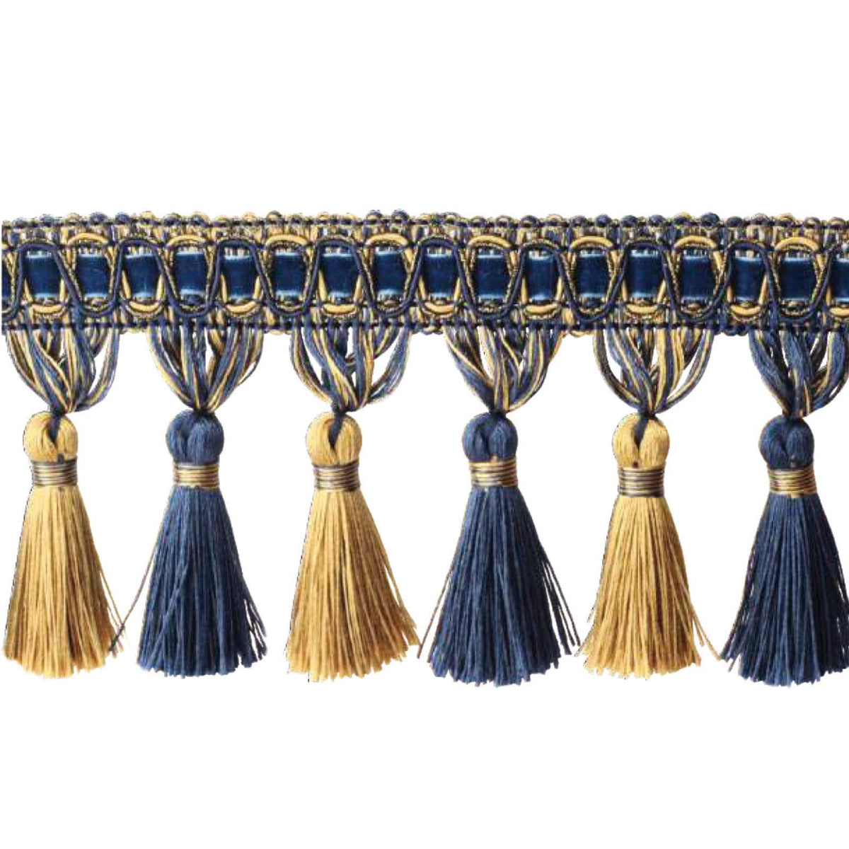 6.5 Yard Handmade Tassel Fringe Trim Hand Knitting-Mix Navy