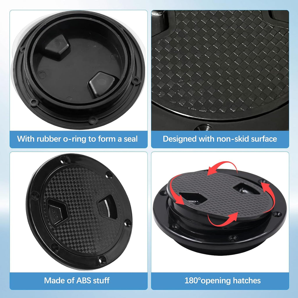 6 Inch Round Inspection Deck Plate Hatch with Detachable Cover, Black