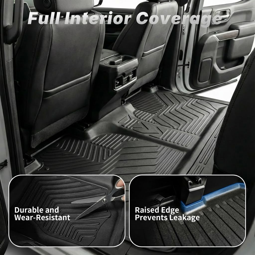 Upgraded Floor Mats for 2019-2026 Chevy Silverado/GMC Sierra 1500 Crew Cab & 2020-2026 Silverado/Sierra 2500HD