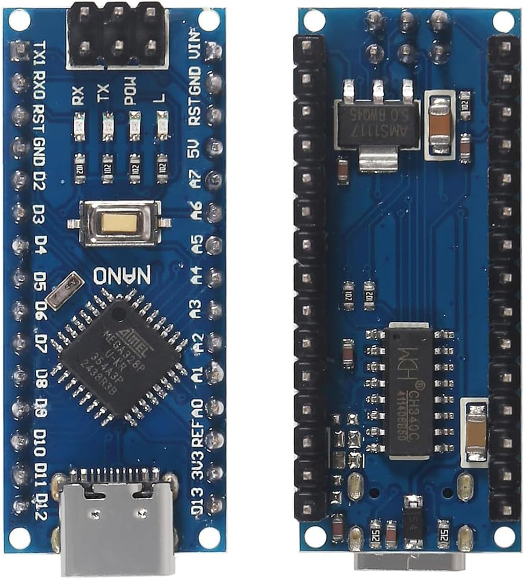 3 Set Nano V3.0 ATmega328P Module Microcontroller Board with Type-C Cable Compatible with Arduino + Nano Terminal Adapter Shield Expansion Board