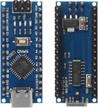 3 Set Nano V3.0 ATmega328P Module Microcontroller Board with Type-C Cable Compatible with Arduino + Nano Terminal Adapter Shield Expansion Board