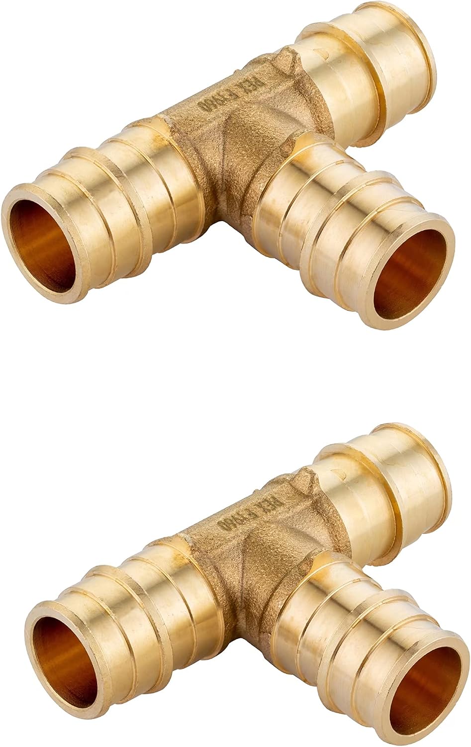 2Pcs EFIELD Pex A Expansion Brass Fitting 1 inch Tee(PEX1960044-2)
