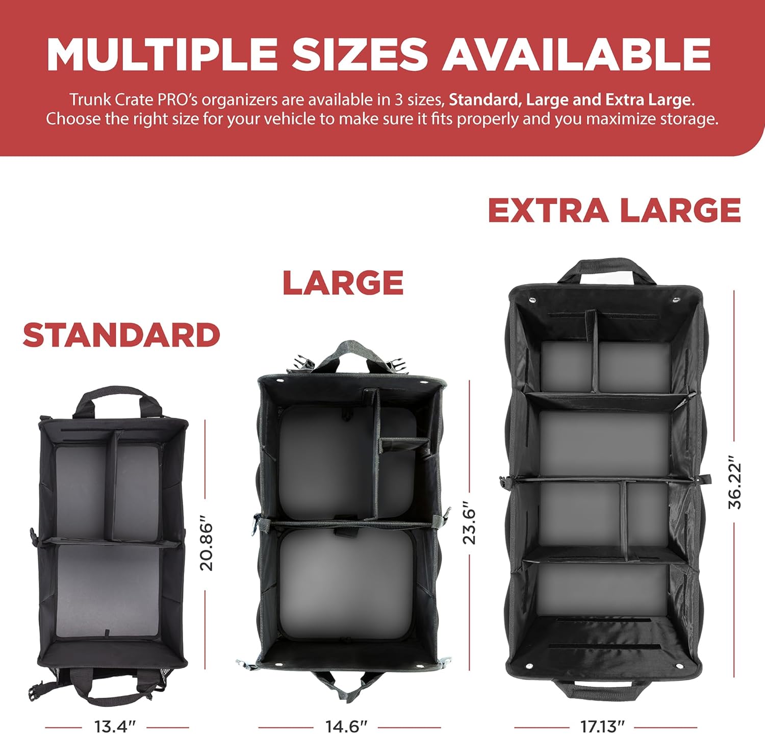 Trunk Organizer For Car, Suv, Truck | Premium Adjustable Multi Compartments Collapsible Car Trunk Organizer With