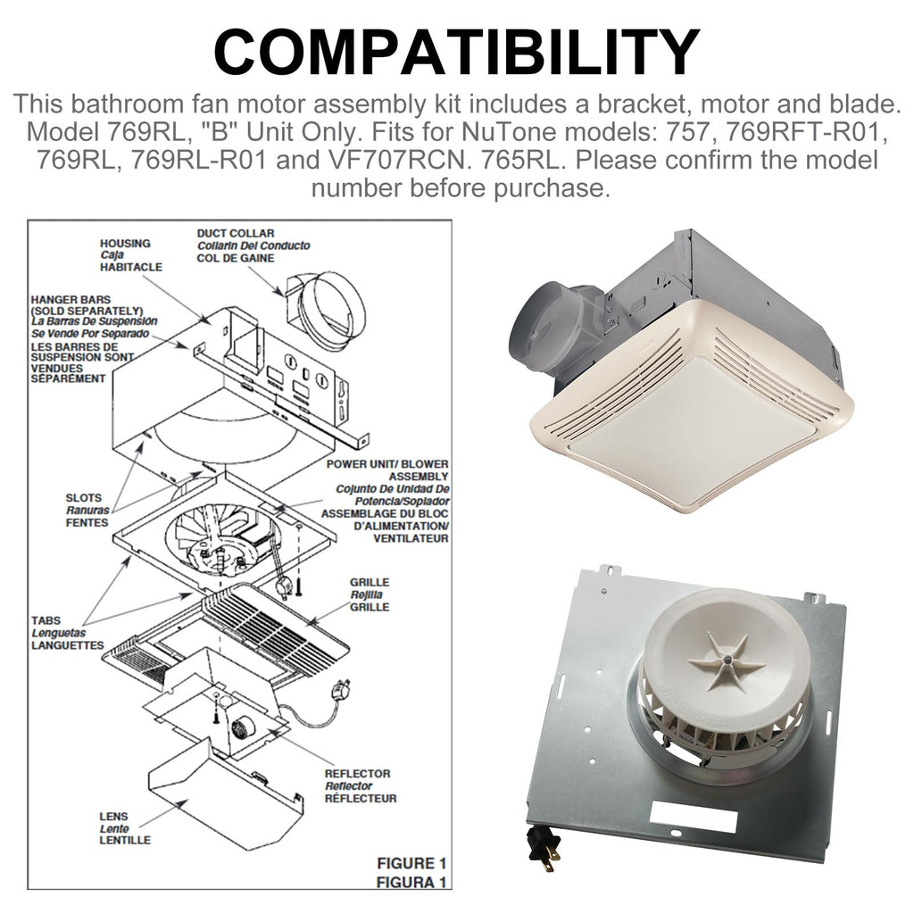 769RL B Unit Bathroom Fan Motor Replacement S0504B000