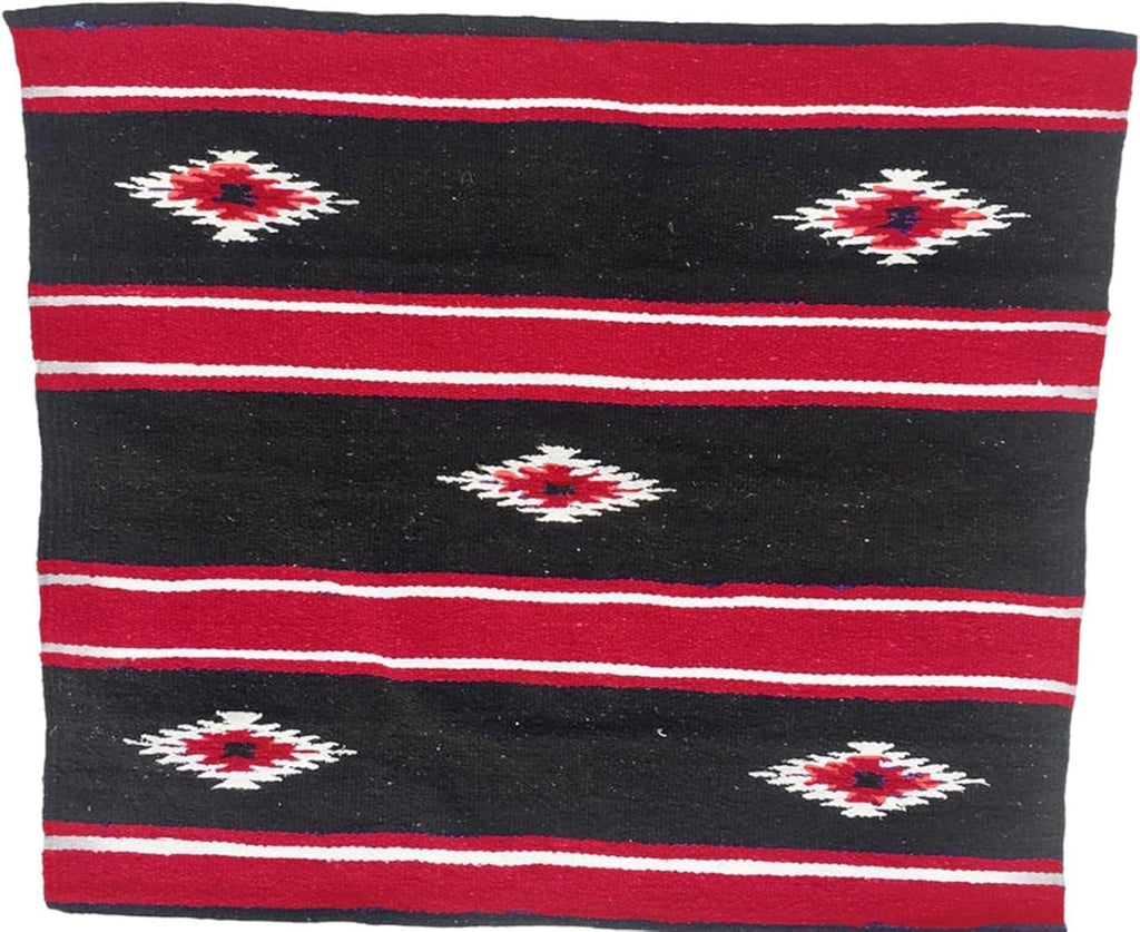 36"x34" Navajo Design Acrylic Saddle Blanket for Horses - 2.4 lbs (Red and Black)