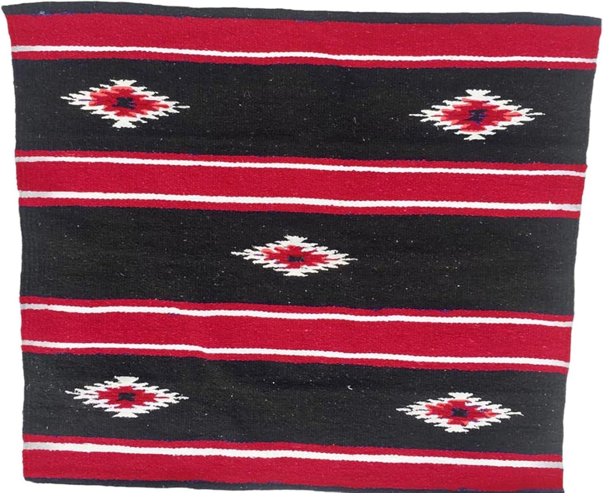 36"x34" Navajo Design Acrylic Saddle Blanket for Horses - 2.4 lbs (Red and Black)