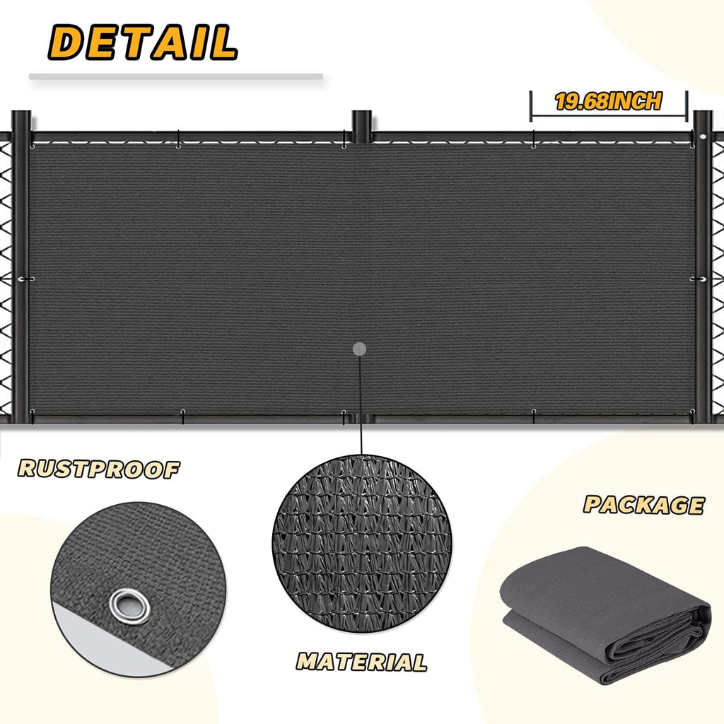 3' x 10' Balcony Privacy Screen Cover for Apartment, Dark Grey