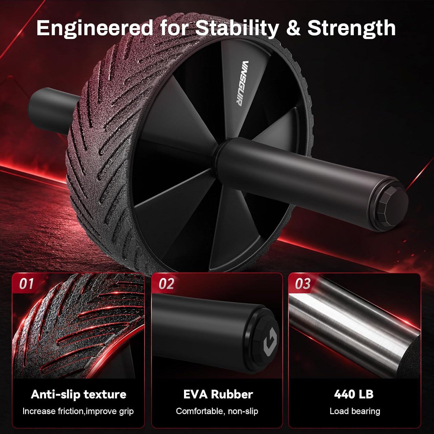 Ab Roller Wheel - Ab Workout Equipment for Abdominal & Core Strength Training, Home Gym Fitness Equipment for Men Women