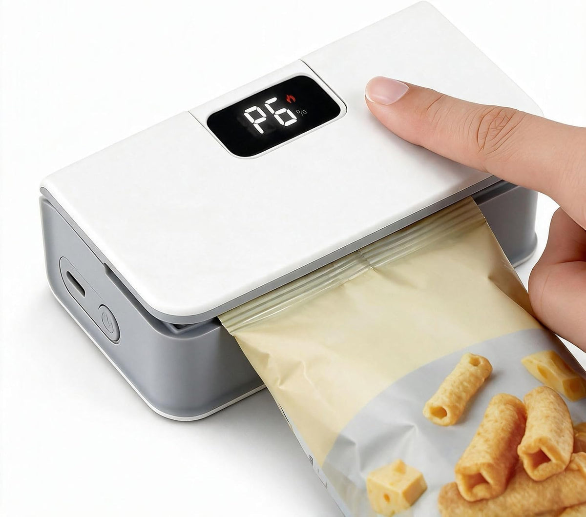 Mini Bag Sealer & Cutter, USB-C Rechargeable, 6-Gear Adjustable Heat, LED Display, Magnetic, for