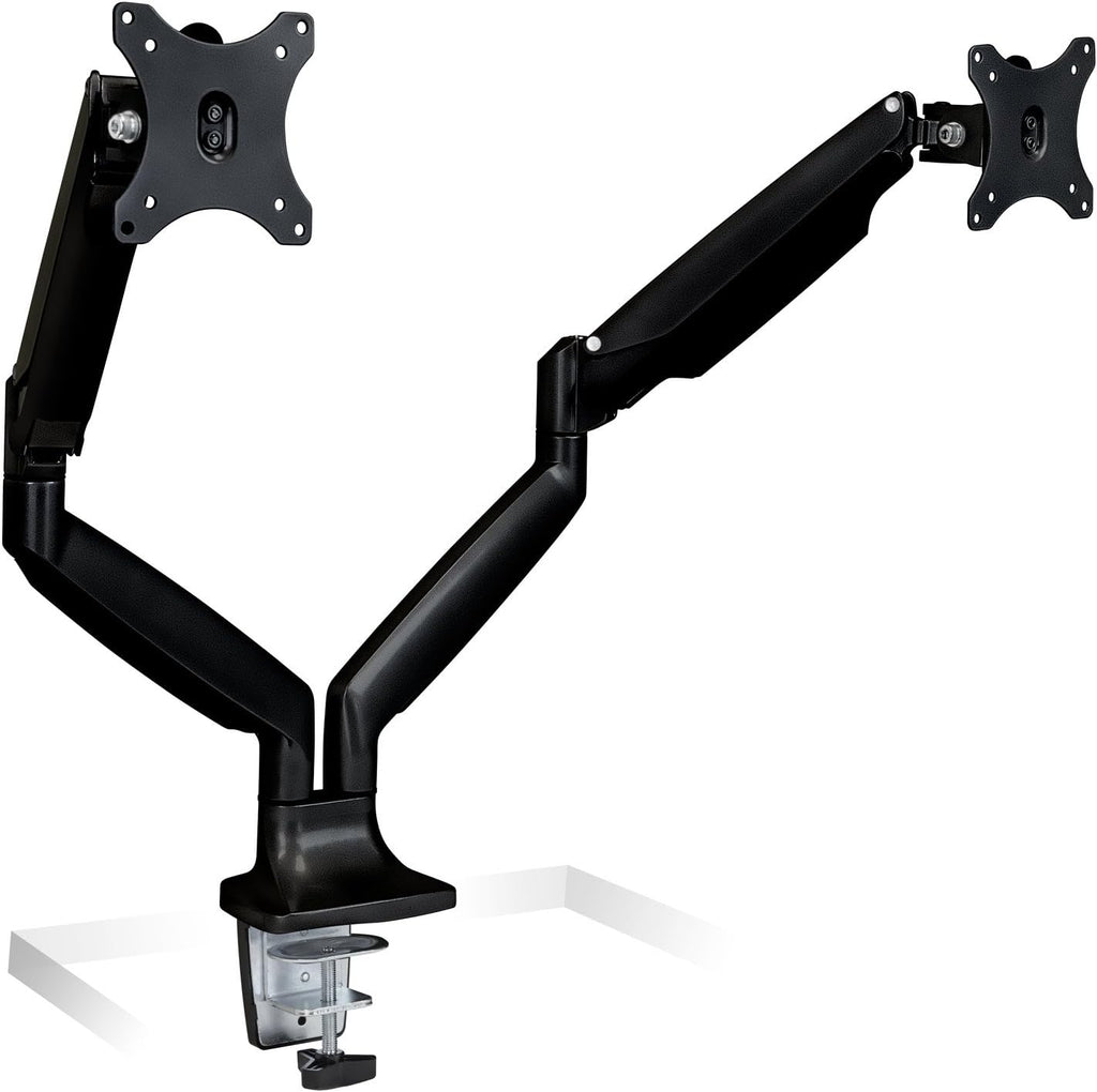 Dual Monitor Arm Mount | Desk Stand | Two Articulating Gas Spring Height Adjustable Arms | Fits 2 x 24 27 29 30 32