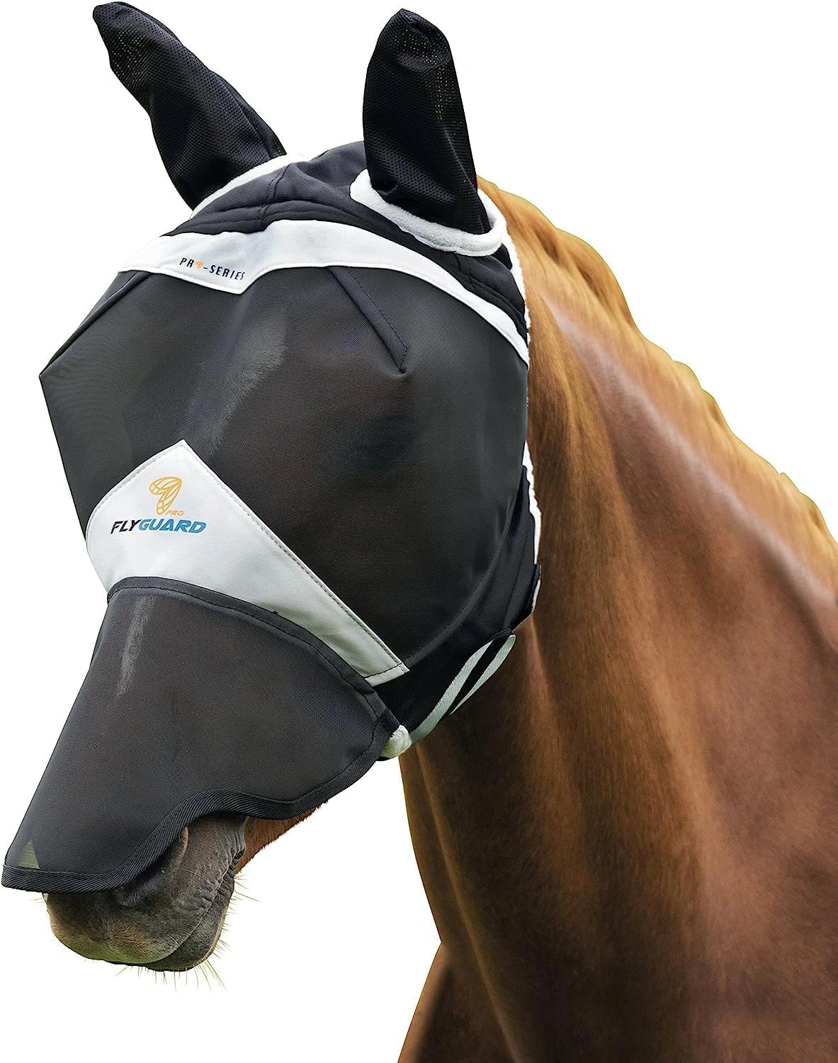 Fine Mesh Fly Mask with Ears & Nose — UV Protection Black/Full/Single