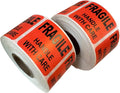 Fragile Handle with Care Labels, 1.5 x 1.5 Inch Red Square Shipping Stickers, Peel and Stick Warning Labels, 2 Rolls
