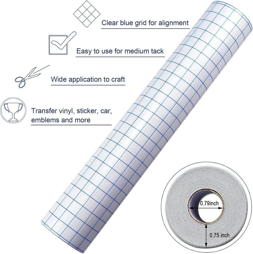 Transfer Tape for Vinyl -12" x 50 FT w/Alignment Grid Transfer Paper Tape