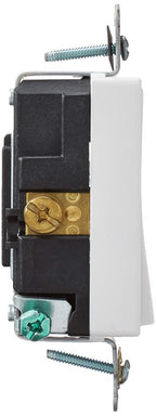 Leviton 20 Amp, 120/277 Volt Decora Plus Rocker Single-Pole AC Quiet Switch, 5621-2W, White
