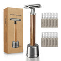Double Edge Safety Razor: Eco-Friendly Single Blade Razors for Men & Women, 𝐁𝐚𝐦𝐛𝐨𝐨 𝐇𝐚𝐧𝐝𝐥𝐞 Metal Razor for Smooth