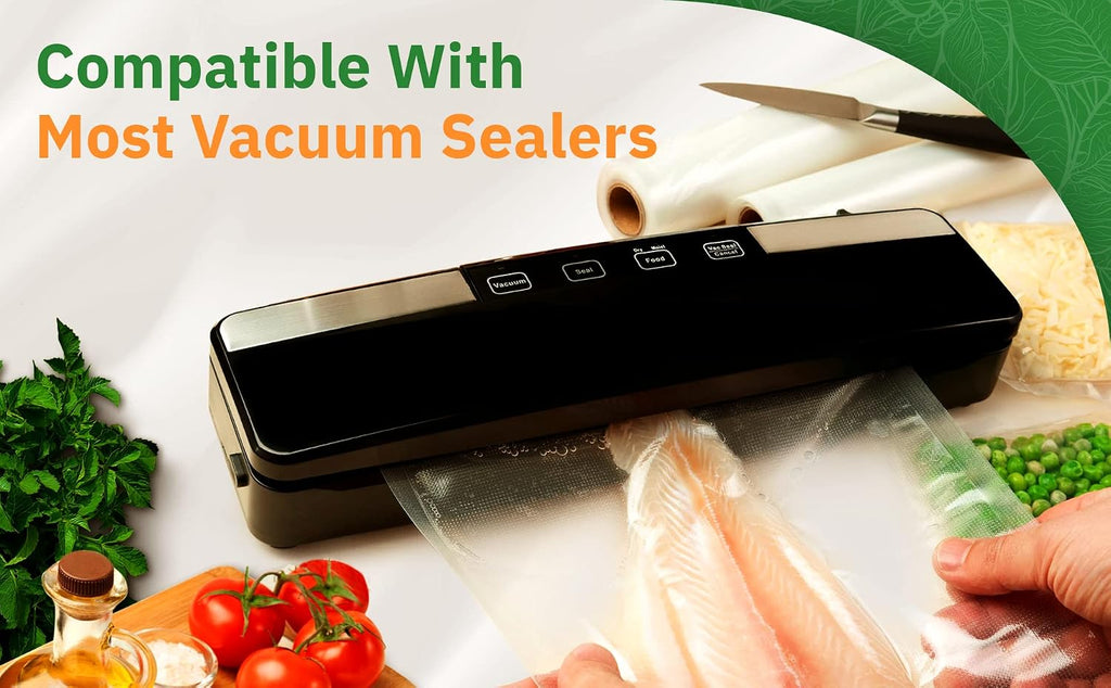 11" x 25' Vacuum Sealer Rolls, 4 Pack | 15% THICKER Embossing | Compatible with FoodSaver Machines, BPA Free