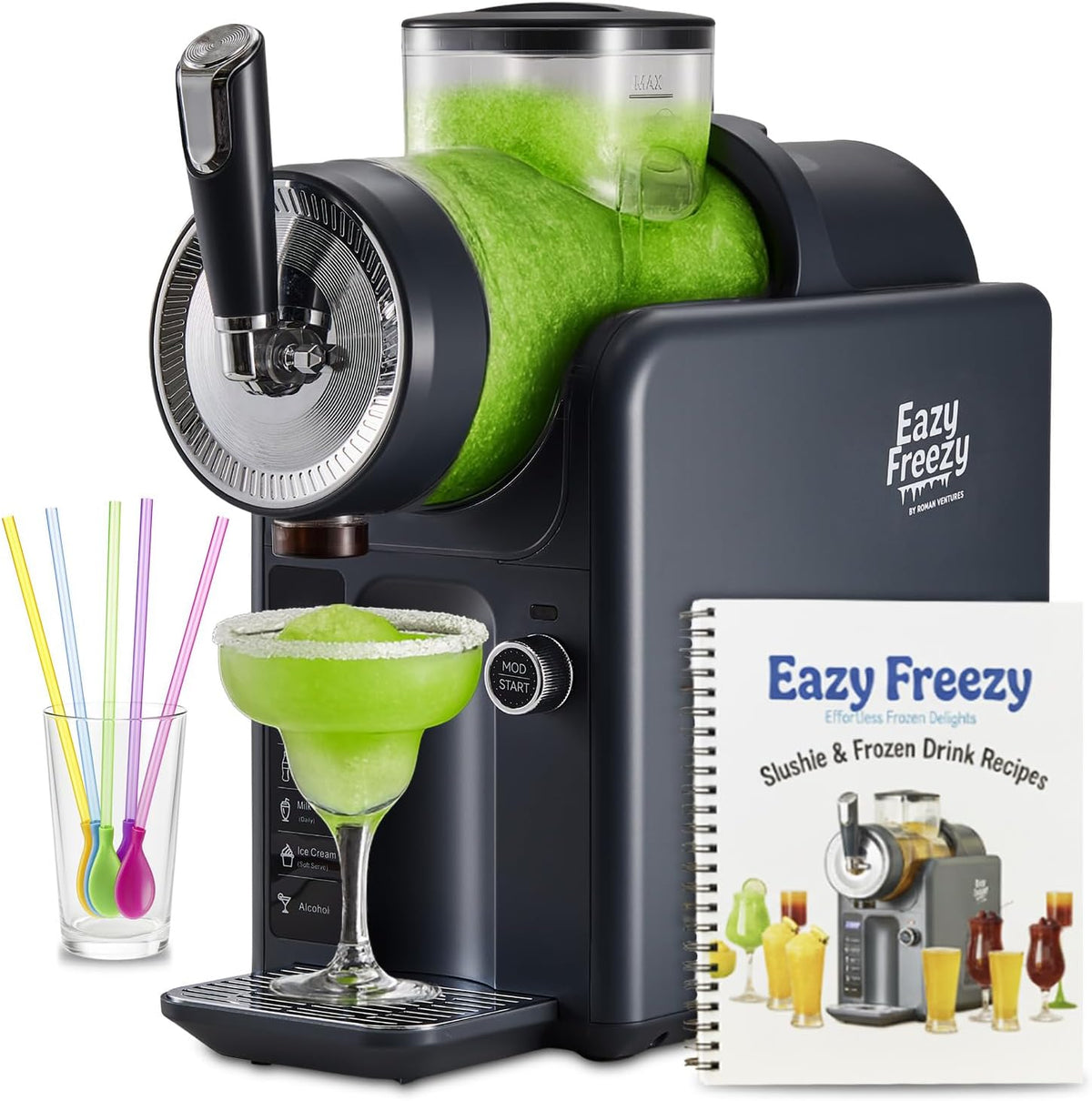 Slushie Machine for Home, No Ice Needed Professional Frozen Drink Maker & Soft-Serve Ice Cream Machine- 1.8 L