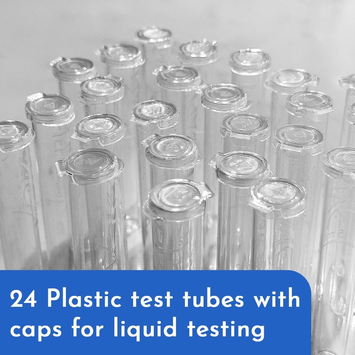 Replacement Plastic Test Tubes with CAPS for Any Aquarium Test Kit Including API Freshwater Master Test Kit 24-Count Box