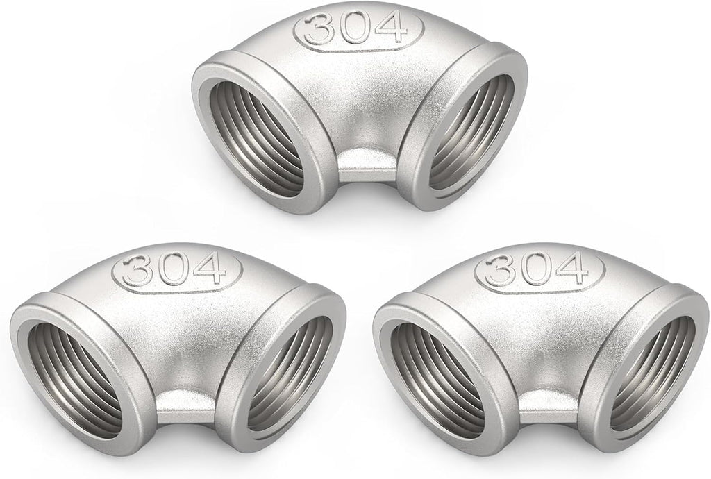ChillWaves 304 Stainless Steel Pipe Fitting, 90 Degree Elbow 1" NPT Female x 1" NPT Female Thread Adapter(3-PACK)